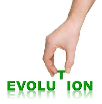 Hand and word Evolution Hand and word Evolution isolated on white backgrou... Stock Photos