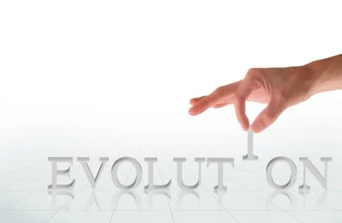 Hand and word evolution   on map background Stock Photos