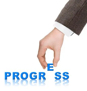 Hand and word Progress Foto stock