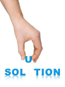 Hand and word Solution Hand and word Solution, business concept, isolated ... 스톡 사진