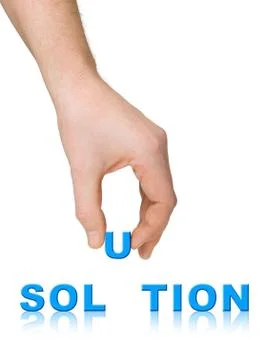 Hand and word Solution 스톡 사진