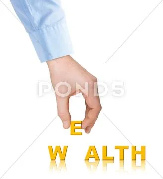 Hand and word Wealth Stock Photos