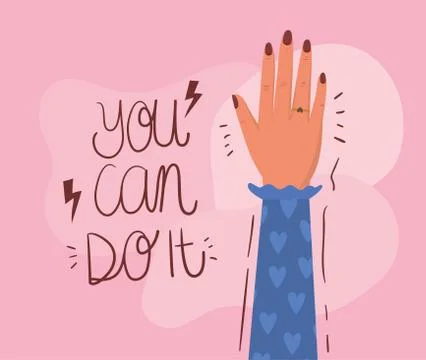 Hand and you can do it of women empowerment vector design Ilustración de archivo