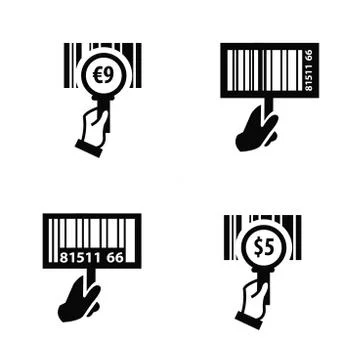 Hand and Zoom Barcode icon Stock Illustration
