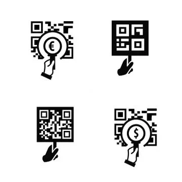 Hand and Zoom QR code icon Illustrazione stock