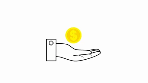 Hand animation with coins Stock Footage 249819165
