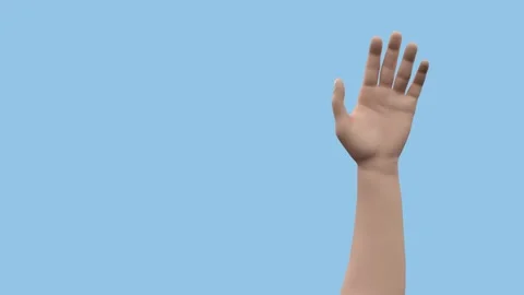 A hand appears and makes a greeting gesture, then disappears - customizable.. Vidéo 327974126