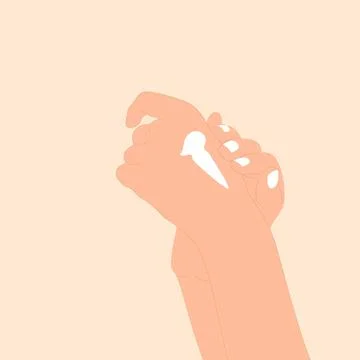Hand applying lotion to the other hand Stock Illustration