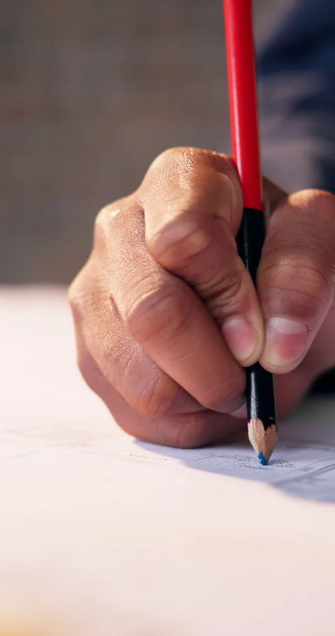 Hand, architect and blueprint with pencil for sketch, civil engineering and Stock Footage 340869962