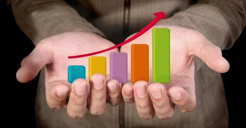 Hand  arrow graph Stock Photos