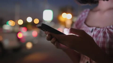 Hand of Asian girl using texting mobile phone or chat. Stock Footage 165548734