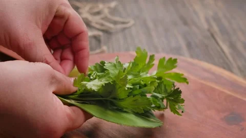 Hand Assembling a Bouquet Garni Close Up Stock Footage 312469353