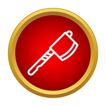 Hand axe tool line icon in red circle Ilustración de archivo