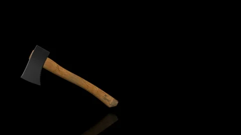 Hand Axe turns on itself - loop animation - black background Stock Footage 255462277