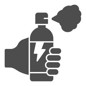 Hand with balloon of poison for insects solid icon, pest control concept, Insect イラスト素材