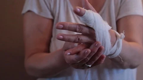 Hand in bandages Stock Footage 51504502