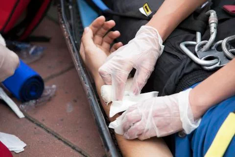 Hand bandaging Stock Photos