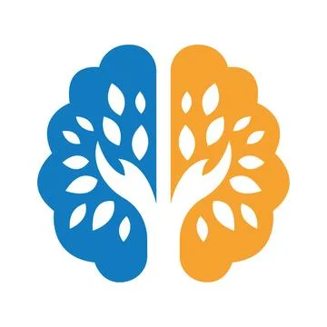 Hand for barin Tree Logo Design Illustration Pro Vector Digital Tree logo, Brain Illustrazione stock