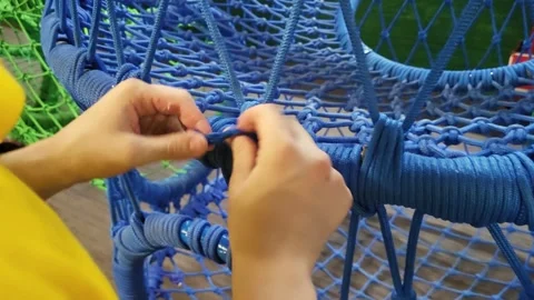 Hand basket weaving with thread Stock Footage 304760949