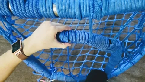 Hand basket weaving with thread Stock Footage 304761597