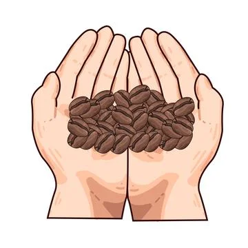 Hand with beans illustration Stock Illustration