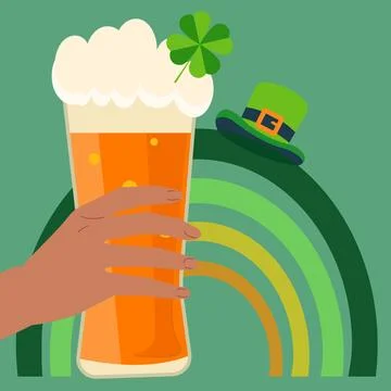 Hand with beer. Vector illustration for St. Patrick's Day Stock Illustration