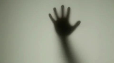 Hand behind glass 스톡 동영상 14820432