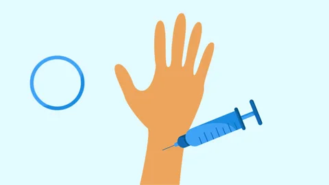 Hand Being Injected Due To Pain. 4k Animation Stock Footage 283348620