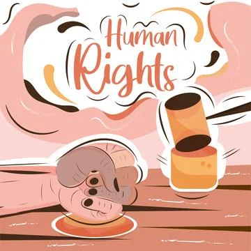 Hand being prosecuted by justice Human rights concept Vector Stock Illustration