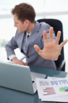 Hand being used to signal rejection Stock Photos