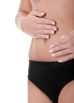 Hand on belly Stock Photos