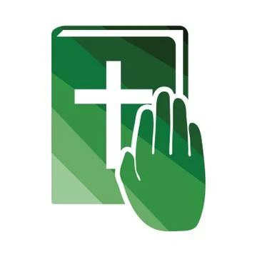 Hand on Bible icon Stock Illustration