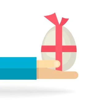 Hand with big egg isolated Stock Illustration