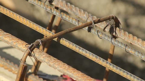 Hand binds the reinforcing cage Stock Footage 60220102