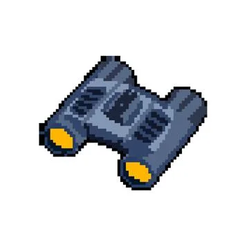 Hand binoculars pixel art vector illustration Stock Illustration