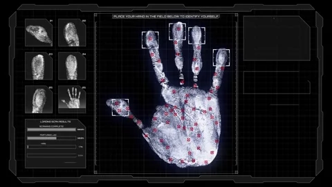 Hand biometric HUD display animation. Stock Footage 279645995