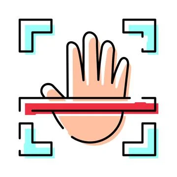 Hand biometric palm scan identification security system 스톡 일러스트