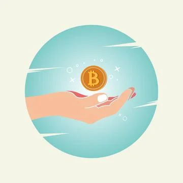 Hand with bitcoin icon design vector illustration Stock Illustration