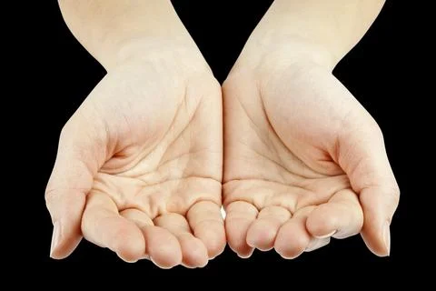 Hand on the black backgrounds Stock Photos