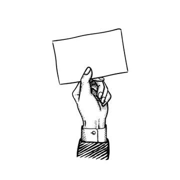 Hand with blank horizontal sheet of paper Stock Illustration