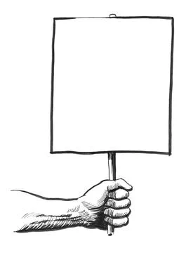 Hand with blank sign Illustrazione stock