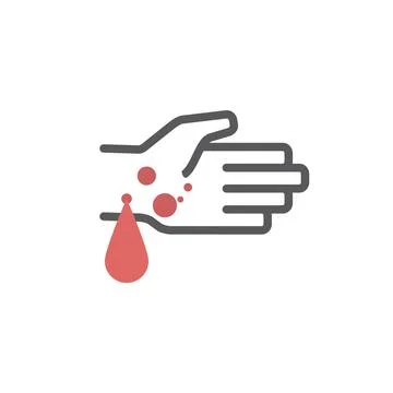 Hand blood drop symbol. Vector signs for web graphics. Stock Illustration