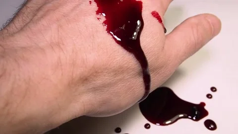 Hand with blood on white background. Stock Footage 99823247