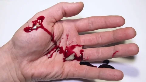 Hand with blood on white background. Stock Footage 99823267