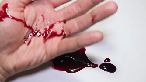 Hand with blood on white background. Stock Footage 99823292