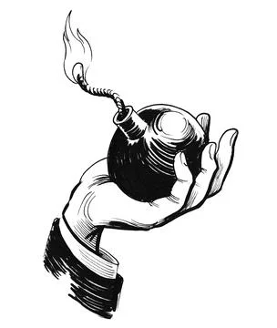 Hand with bomb Illustrazione stock