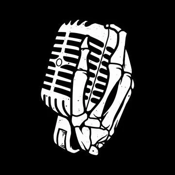 Hand bones and microphone graphic illustration vector art t-shirt design Stock-Illustration
