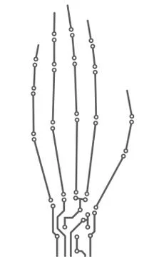 Hand bones in PCB-layout style. Conceptual illustration for computer crime il Stock Illustration