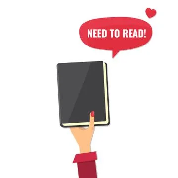 Hand with book. Need to read concept. Stock Illustration