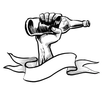 Hand with a bottle Stock Illustration